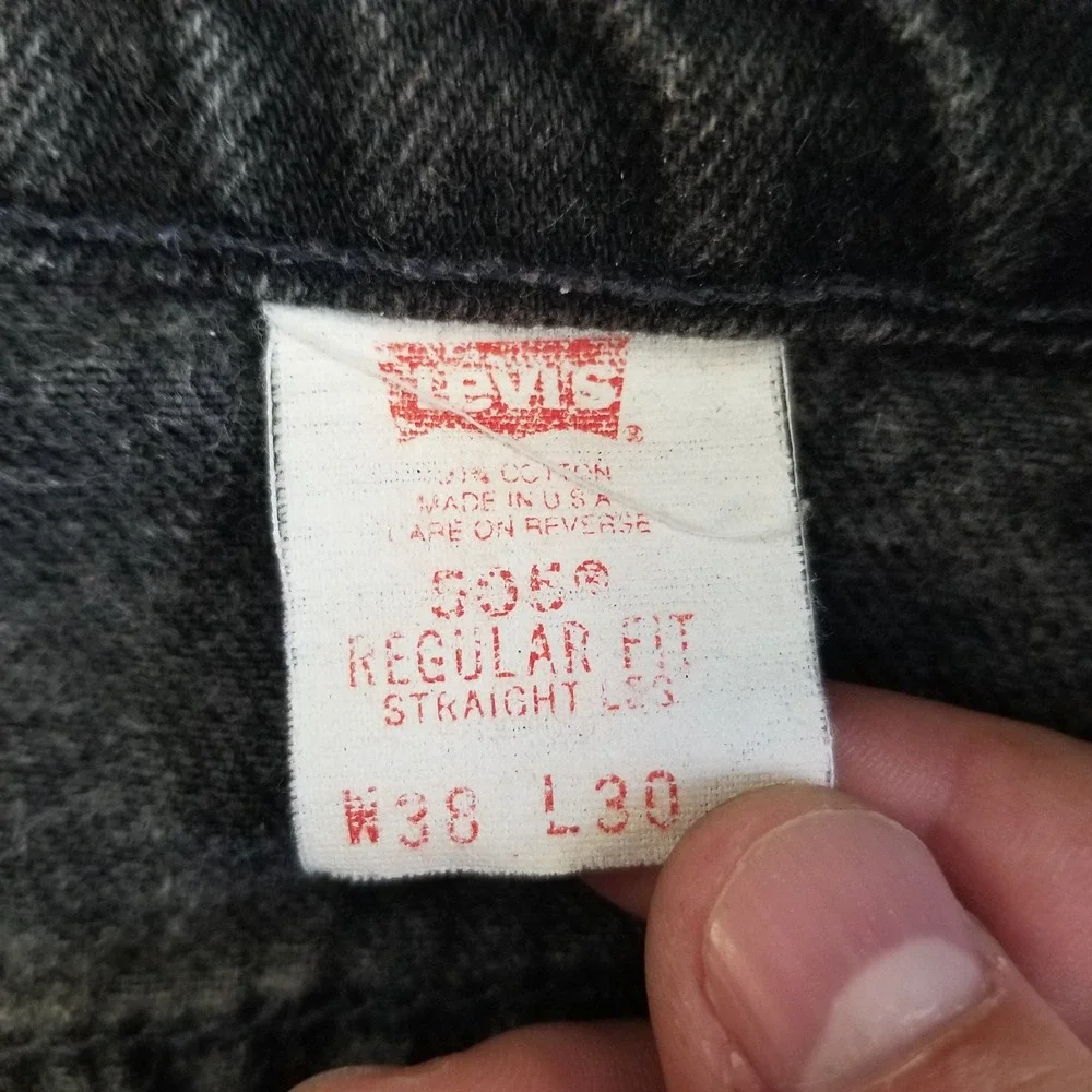 VTG Levi's 505‎ Jeans Mens 38x30 Fits 34x26 Black Orange Tab Hemmed Made in USA